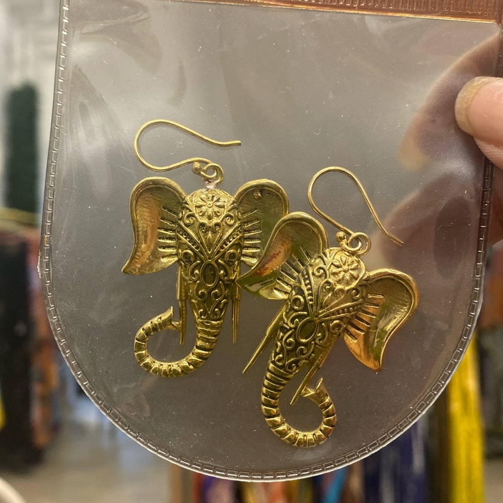 Brass Elephant Earrings in-store $35 posh price $28